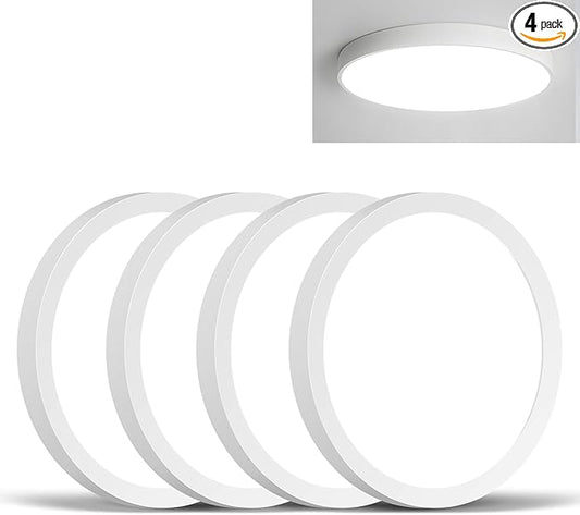 4-Pack 7Inch Dimmable Flush Mount LED Ceiling Lights 5000K Daylight White, 100W Equivalent Flat Ceiling Mount Lights, 15W 1500LM Bright Small Round Light Fixtures for Closet Basement Hallway Kitchen