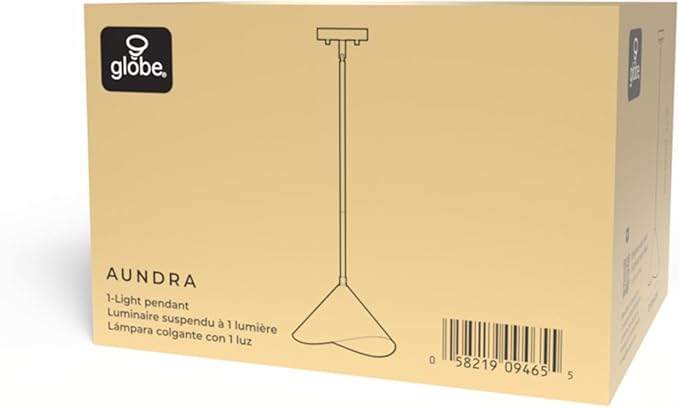 Globe Electric 1-Light Pendant Light, Matte White Metal Shade with Brass Accent, Organic Modern Pendant for Dining Room, Kitchen Island, or Living Room
