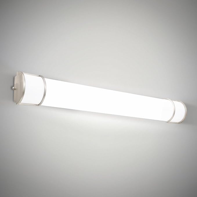 ASD LED 48" Vanity Flush Mount Light Fixture, Linear Bathroom Lighting Bar | 3CCT, Dimmable, Energy Star, ETL Listed | 35W 3200LM 3000-5000K 120V | Long Tube Bath Wall Sconce Over Mirror | Nickel