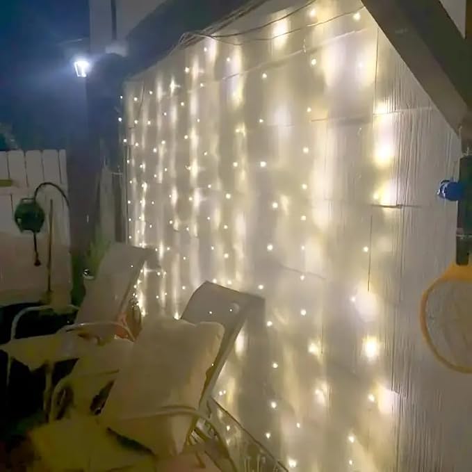 300 LED Warm White Fairy Curtain Lights – 3m USB Plug-in String Lights with Remote Control, 8 Modes for Indoor/Outdoor Use – Perfect for Bedroom, Weddings, Parties, and Holiday Decor (2, White)