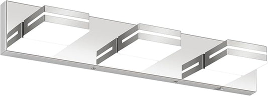 Bathroom Vanity Lighting Fixtures Over Mirror (3-Light, 24-Inch) Modern LED Bathroom Wall Lighting Fixtures, Chrome (Cool White 6000K)