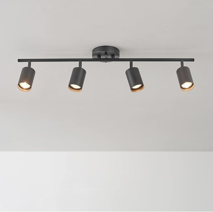Globe Electric 64000012 30" 4-Light Track Lighting, Matte Black, Ceiling Light, Vintage, Kitchen Lights, Bulb Not Included