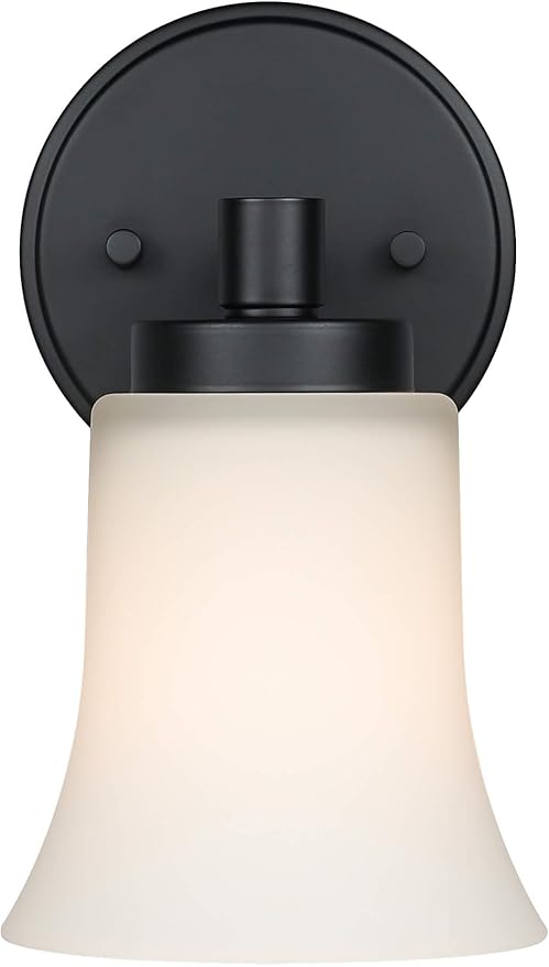 XiNBEi Lighting Wall Sconce, 1 Light Black Glass Vanity Wall Light for Bathroom & Hallway XB-W1235-1-MB