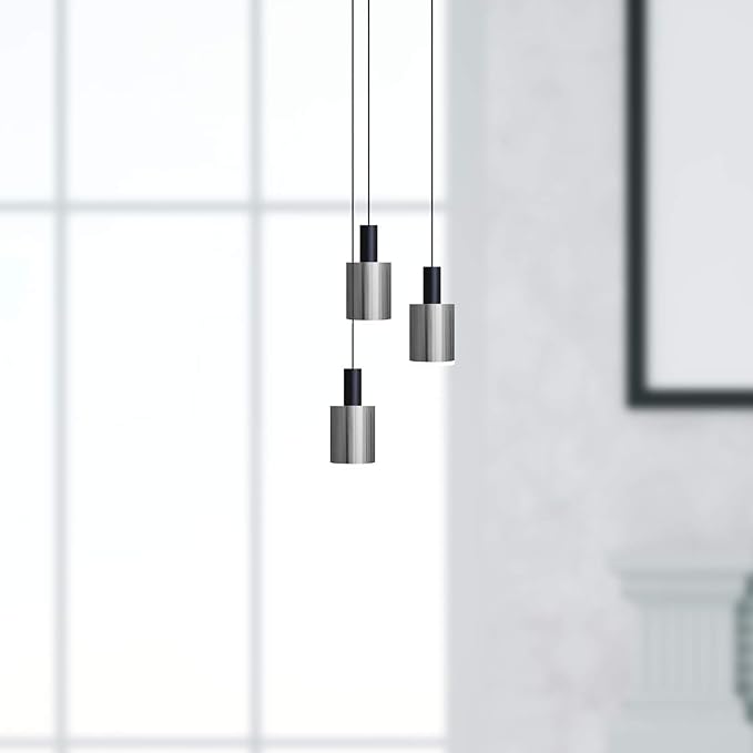 Virgo 3 Mini Pendant Lighting Black-Nickel - LED Hanging Light Fixture for Kitchen Island, Bar, Foyer - Cluster Pendants - Dimmable, Adjustable Wire, Lamp Bulb Included