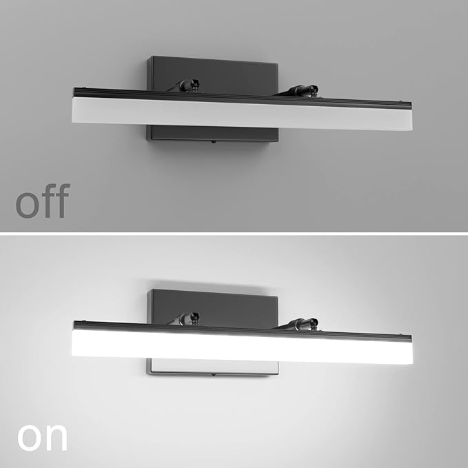 Aipsun 15.7 inch LED Vanity Lights Adjustable Bathroom Wall Light Fixtures Bathroom Lighting Fixture Over Mirror Black Modern Vanity Lighting 5500K
