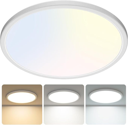 libtit 23 Inch Led Flush Mount Ceiling Light Fixtures,5600lm 56W 3 Color 3000K 4500K 6000K Selectable, Low Profile Thin Surface Mount Lighting Fixture for Bathroom Kitchen Office (White)