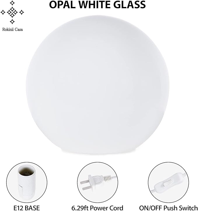 7.8 Inch Ball Table Lamp with Glass Shade, Ball Light Bookshelf Lamp for Bedroom, Dorm, Office and Bedroom Bookshelf Reading Decoration, Without Bulb