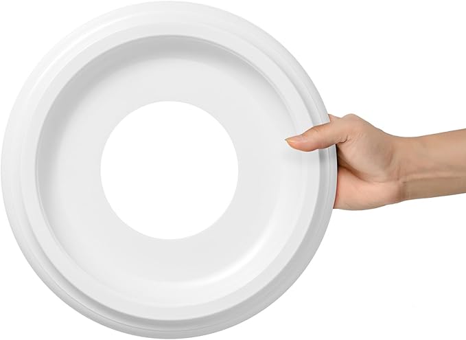 2Packs Molded Nylon Ceiling Medallion for Light Fixtures and Ceiling Fans, 9.8"OD x 4"ID x 0.94"P (Fits Canopies up to7-1/4")（White）