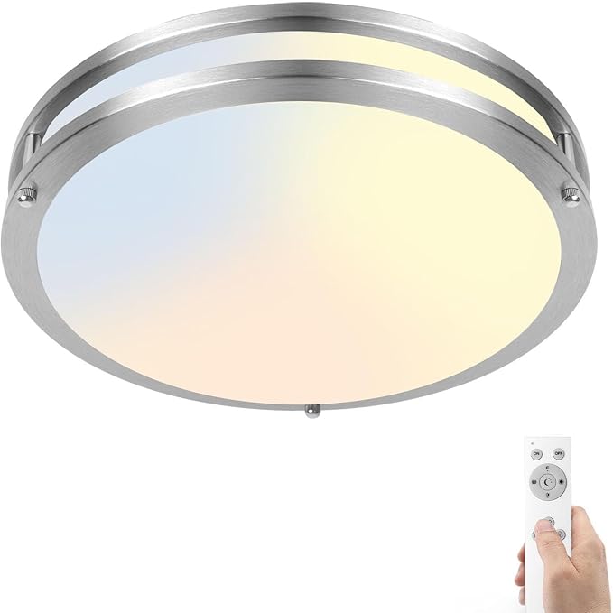 Flush Mount LED Ceiling Light Fixture with Remote: 13Inch 36W 3600lm Dimmable Modern LED Ceiling Lights, 2700K/3000K/4000K/5000K/6500K Adjustable Kitchen Lighting for Bathroom Bedroom Hallway, 1-Pack