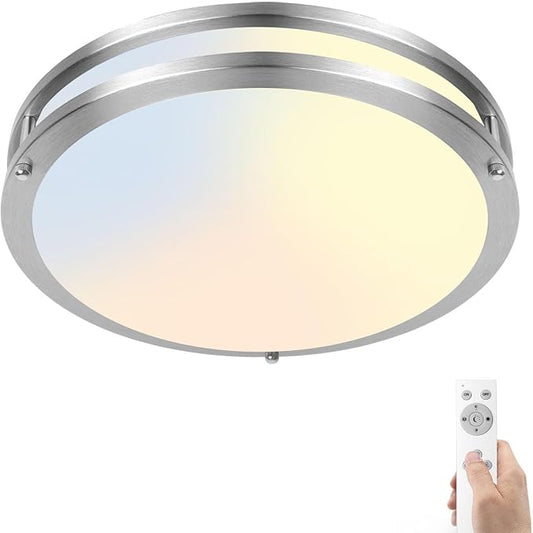 Flush Mount LED Ceiling Light Fixture with Remote: 13Inch 36W 3600lm Dimmable Modern LED Ceiling Lights, 2700K/3000K/4000K/5000K/6500K Adjustable Kitchen Lighting for Bathroom Bedroom Hallway, 1-Pack