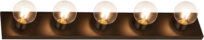 Design House Vanity Lights, 5 Linear Lights, Dimmable, Horizontal or Vertical Use, Uses (5) 60W Bulbs, for Bathroom/Makeup Vanity, Matte Black, 30.0 in. W x 2.0 in. H x 4.3 in. D, 588582-BLK