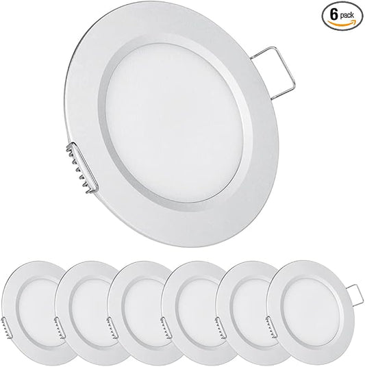 acegoo RV 2.75" Recessed LED Ceiling Light 12V Ultra-Thin Puck Light, Dimmable RV Lights Interior for Camper Van Truck Motorhome Boat Sailboat Roof Under Cabinet Lighting, 6 Pack (Sliver,Cool White)