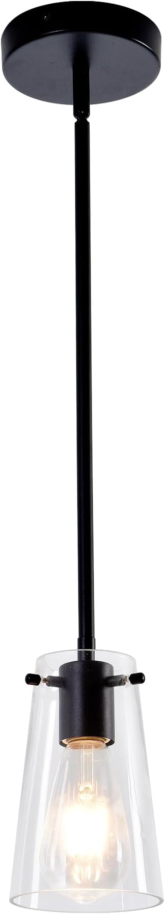 Pendant Light Fixtures, Matte Black Kitchen Ceiling Lights, Clear Glass Pendant Lights for Kitchen Island