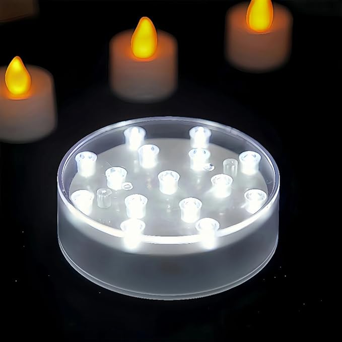 Simplelight 4 Inch Round LED Light Base- Perfect for Glass Art, Ideal Led Display for Vases, Centerpieces (4inch LED Vase Base Light, White)