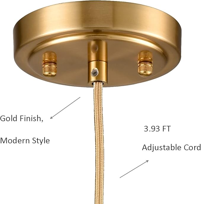 DIRYZON Brass Pendant Lights Kitchen Island Set of 2,Modern Hanging Light Fixture Globe Pendant Lighting with Milk Glass,Adjustable Height