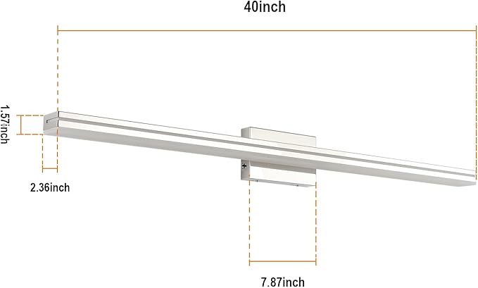 SineRise LED Modern Bathroom Vanity Light Bar (40-Inch, 3000K/4000K/6000K), Chrome Dimmable Modern Acrylic Bathroom Wall Lighting Fixtures Over Mirror
