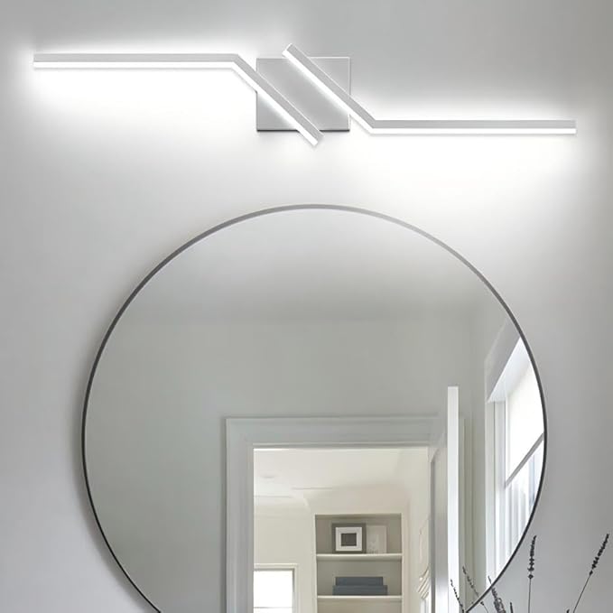 ZUZITO 32 inch Modern Vanity Lights for Bathroom Nickel Bathroom Light Fixtures Dimmable LED Light for Restroom 6000K Cool White