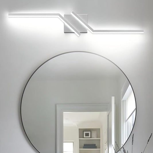 ZUZITO 32 inch Modern Vanity Lights for Bathroom Nickel Bathroom Light Fixtures Dimmable LED Light for Restroom 6000K Cool White