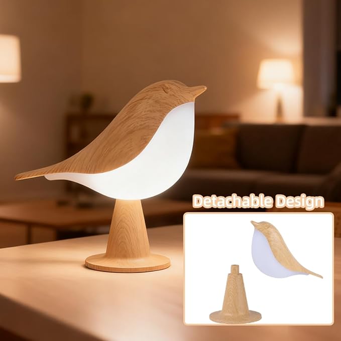 IFTHFOUR Bird Cordless Table Lamp, Small Cordless Bedside Lamp with 3 Color Temperature, Touch Sensor & Rechargeable Battery - Night Light for Kids, Bedroom, Bedside, Office, and Outdoor Use