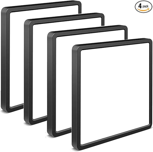 4Pack 12inch Square Black 3200LM LED Flush Mount Ceiling Light,28W White 6000K Slim Surface Mount Ceiling Light Fixture for Kitchen Bedroom Living Room