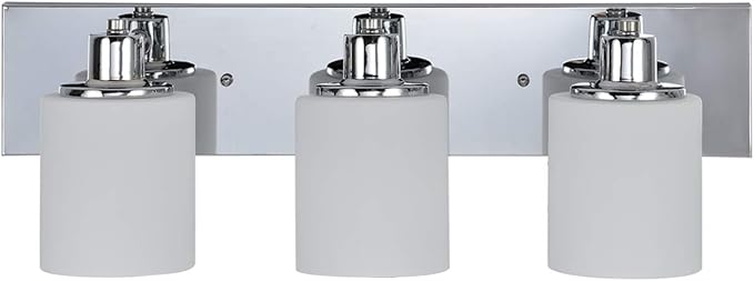 Design House Dane 3-Light Vanity Light, Polished Chrome Finish, Frosted Glass Shades, Dimmable, Bathroom Wall Fixture – Design House, 587478