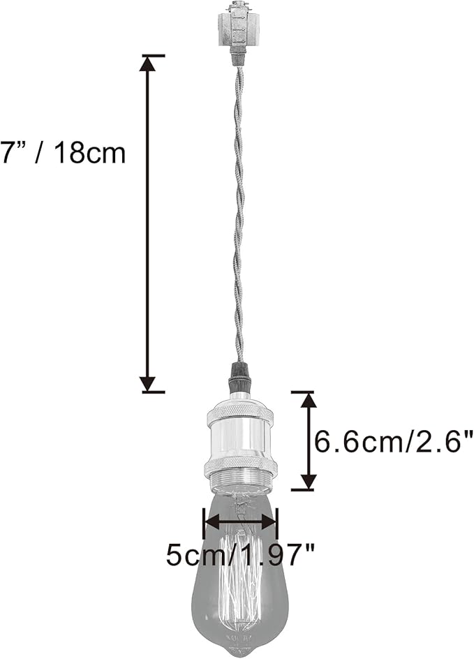 Kiven H-Type Track Lighting Pendants,Industrial h Track Pendant Lights with 7 Inch Cord Length Black Weave Rope,3 Pack Track Lighting Fixture,Vintage Red Finish