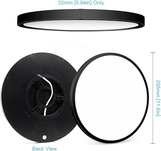 LEDLightsWorld 12 Inch LED Ceiling Light Flush Mount, 4000K Neutral White, 24W 3200LM Modern Round Lighting Fixture, Black Low Profile Ceiling Lights for Bedroom, Living Room, Stairway, Basement