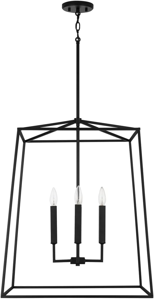 Capital Lighting 537643MB Thea Lantern Foyer Pendant, 4-Light 240 Total Watts, 28" H x 22" W, Matte Black