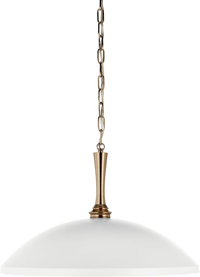 Kichler Delarosa 1-Light Pendant, Updated Traditional Light in White and Champagne Bronze, Sloped Ceiling Compatible, for Your Kitchen, Dining Room or Hallway (12.75" x 20.25"), 52638WH
