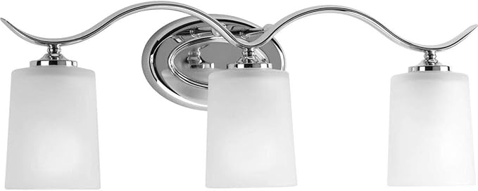 Progress Lighting P2020-15 Inspire Collection Etched Glass Traditional Bath Vanity Light, 3-Light, Polished Chrome