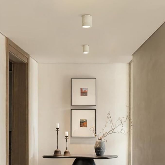 Close To Ceiling Lights Nordic Resin Ceiling Light Mini Flush Mount Ceiling Lamp Cream Style Hallway Lighting Fixture Minimalist Ceiling Downlight for Living Room Bedroom Restaurant(Natural color)