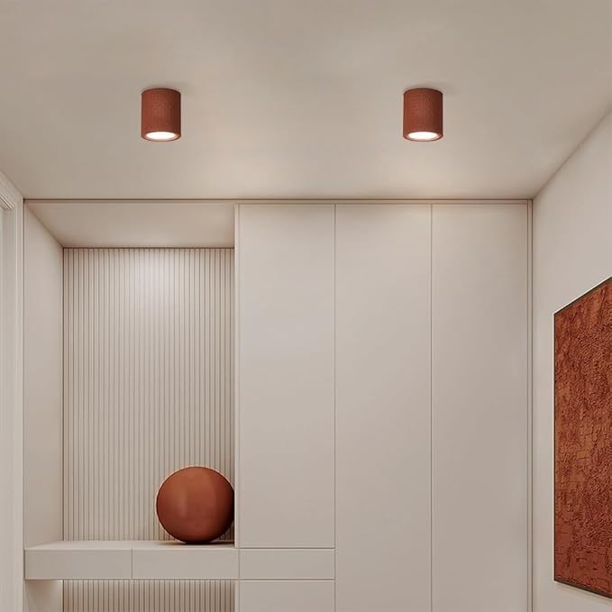 KISAD Close to Ceiling Lights Nordic Resin Ceiling Light Mini Flush Mount Ceiling Lamp Cream Style Hallway Lighting Fixture Minimalism Ceiling Downlight(Red)
