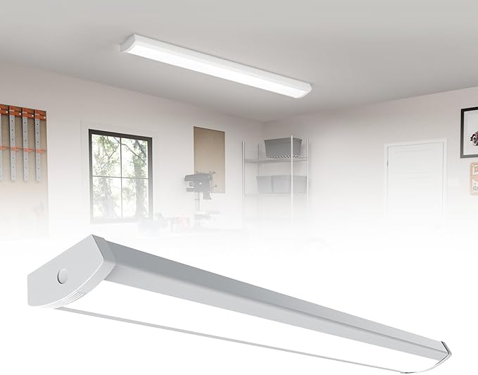 HYPERLITE 4ft LED Wraparound Light 60W,6600LM 4' LED Shop Lights Fixture with 3 Wattages for Garage,4000K Neutral White Wrap Light AC120V,ETL Listed 48inch Led Light Fixtures for Office, Kitchen
