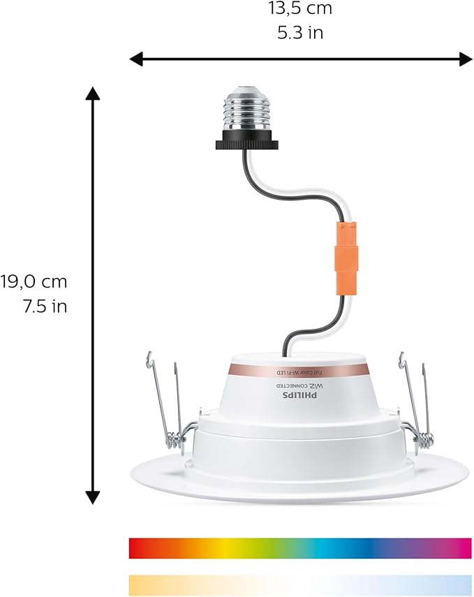 Philips Smart 5-6 Inch Retrofit Recessed Downlight 4-Pack, 1150 Lumens, LED Color Changing Lights, Connects to Wi-Fi, Control with Voice or App, Powered by WiZ Connected