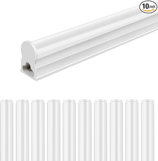 LightingWill 10 Pack LED Shop Light 3FT, Daylight White 6000~6500K, 14W, Linkable T5 Integrated Fixture, Utility LED Ceiling Light and Under Cabinet Light, Corded Electric with Built-in ON/Off Switch
