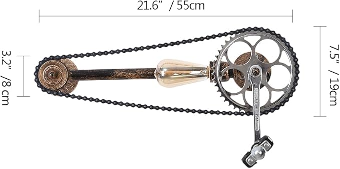 Farmhouse Rustic Wall Decor light With E26 Base Edison Retro Industrial Style Vintage Wall Lamp With 5.9Ft Wire Adjustable Plug in Cord Wall Lanterns For Farmhouse living Room Wall Decor (Bicycle)