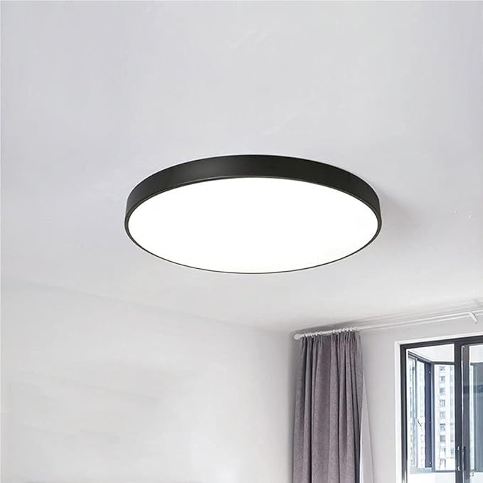 Minimalist Ceiling Lamp Round Ultra Thin Three Color Dimmable Flush Mount Sleek Modern Lighting Fixture for Bedroom Kitchen Corridor Livingroom Hallway(Black,9in)