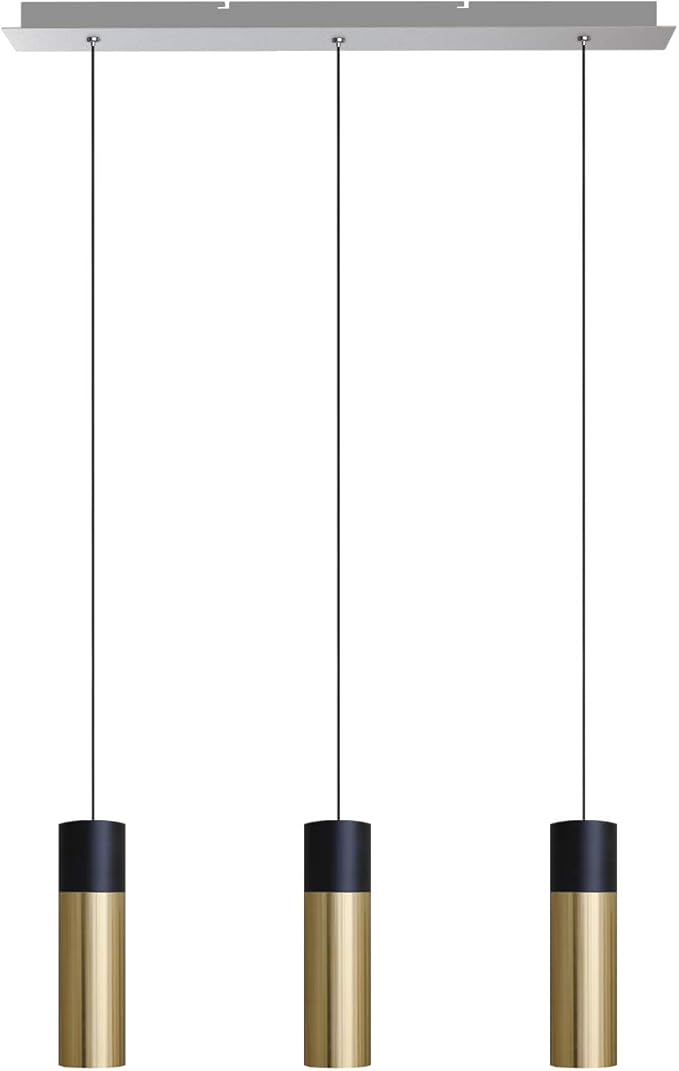 Vela 3 Mini Pendant Lighting Black-Brass - LED Hanging Light Fixture for Kitchen Island, Bar, Foyer - Cluster Pendants - Dimmable, Adjustable Wire, Lamp Bulb Included