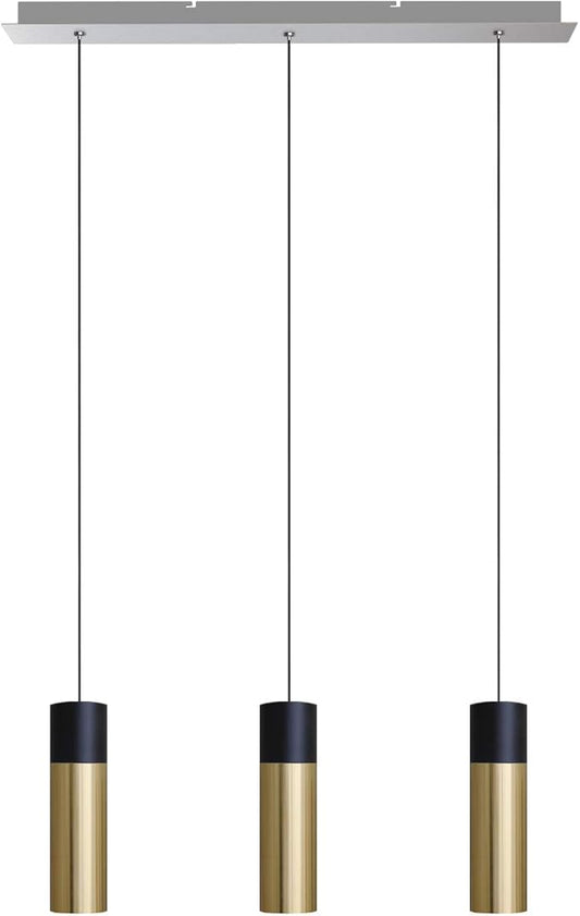 Vela 3 Mini Pendant Lighting Black-Brass - LED Hanging Light Fixture for Kitchen Island, Bar, Foyer - Cluster Pendants - Dimmable, Adjustable Wire, Lamp Bulb Included