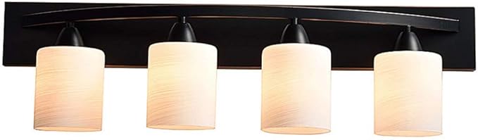 The Door Bull Modern 4-Light Bathroom Vanity Light – Oil Rubbed Bronze Fixture with Frosted Glass Shades, E26 Socket – Wall Sconce for Mirror, Bathroom, Kitchen, Hallway, Entryway