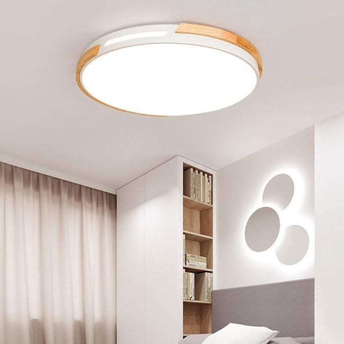 American Minimalist LED Ceiling Lamp Living Room Ultra-Thin Modern Bedroom Ceiling Recessed Lamps Round Solid Wood Kitchen Corridor Ed Ceiling Lamp 40cm 30cm 50cm