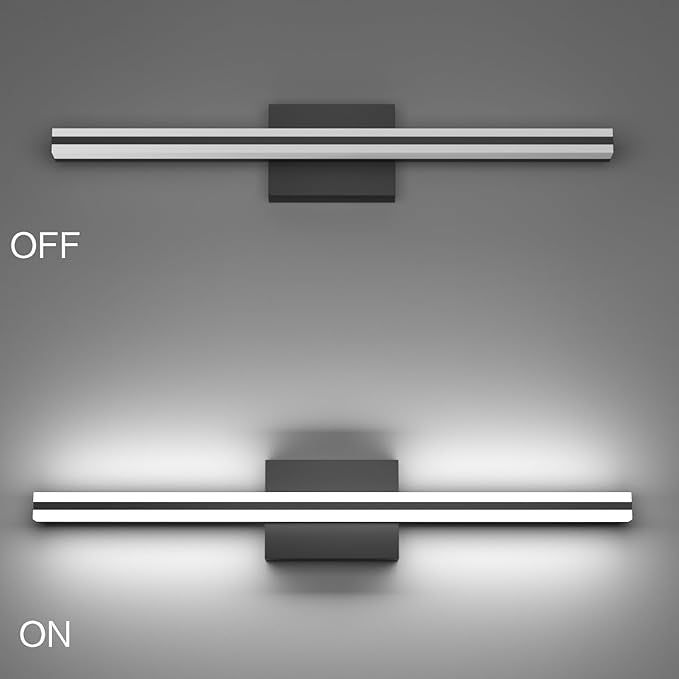 SOLFART Bathroom Light Fixtures Over Mirror Dimmable 5CCT Modern LED Black Vanity Light 24 Inch Wall Lights