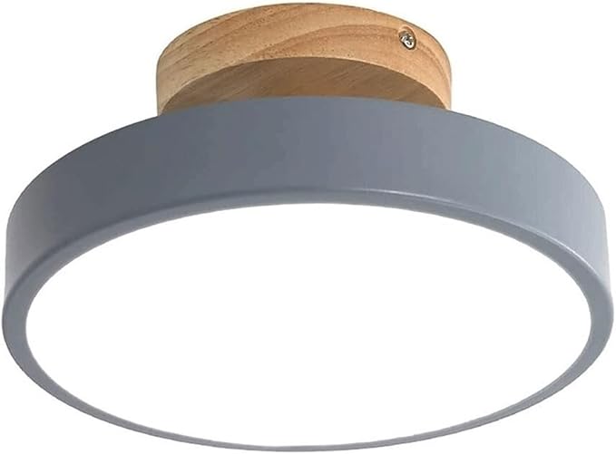 Close to Ceiling Lights 3-Color Dimmable Round Ceiling Light Solid Wood Base LED Ceiling Lamp Close to Ceiling Lighting Fixture for Cloakroom Porch Living Room Balcony Bedroom Bathroom Corridor (Colo