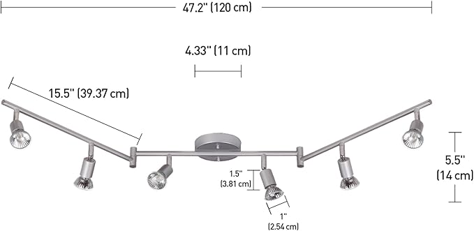 Globe Electric 59351 Payton 6-Light Foldable Track Lighting, Matte Silver