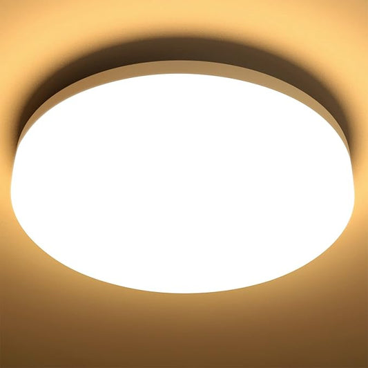 Lepro 8.7 inch 15 watt Flush Mount LED Ceiling Light Fixture for Bathroom Waterproof Soft Warm White 3000 Kelvin 1250 Lumen 120 watt Equivalent Ceiling Lamp for Kitchen, Laundry, Bedroom, Hallway