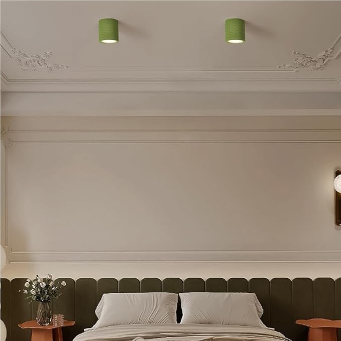5.5 Inch Mini Nordic Resin Flush Mount Ceiling Light Cream Color Modern Minimalist Downlight Fixture for Bedroom Living Room Kitchen Hallway Restaurant(Green)