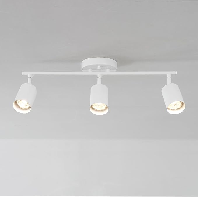 Globe Electric 64000092 21" 3-Light Track Lighting, Matte White, Pivoting Shades, Ceiling Lamp for Bedroom, Kitchen, Hallway, Bathroom, Den, Dining Room, Home Décor