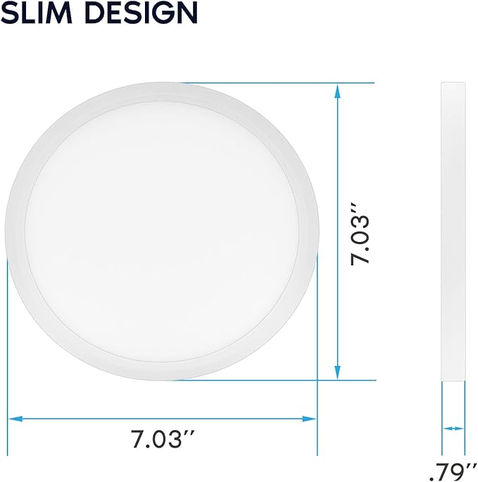LUXRITE Slim 7 Inch LED Flush Mount Ceiling Light, 15W 1000LM, 5CCT 2700K 3000K 3500K 4000K 5000K, Dimmable LED Ceiling Light, Damp Rated, Energy Star, Title 24