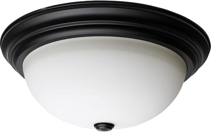 Nuvo Lighting 61020-15" 3 Lamp 120 Volt Matte Black White Glass Indoor Flush Mount Light Fixture (3 LT - 15 Flush Fixture BLK (60-129))