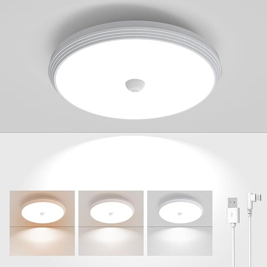 Rechargeable Closet Lights Motion Sensored, Wireless Battery Operated Ceiling Light, Rechargeable Motion Sensor Light indoor for Closets Shower Stairs Hallway Pantry Porch Garage, 3 Color Temperatures